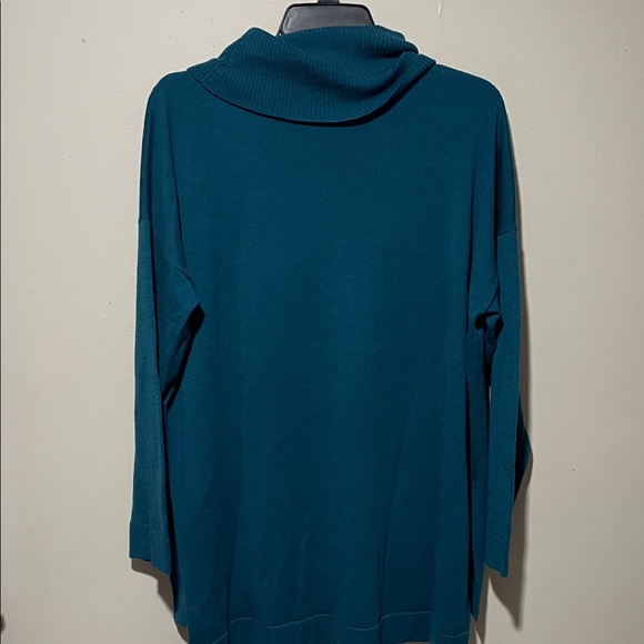 Eileen Fisher Deep Teal Cowl Neck Sweater - Picture 2 of 3